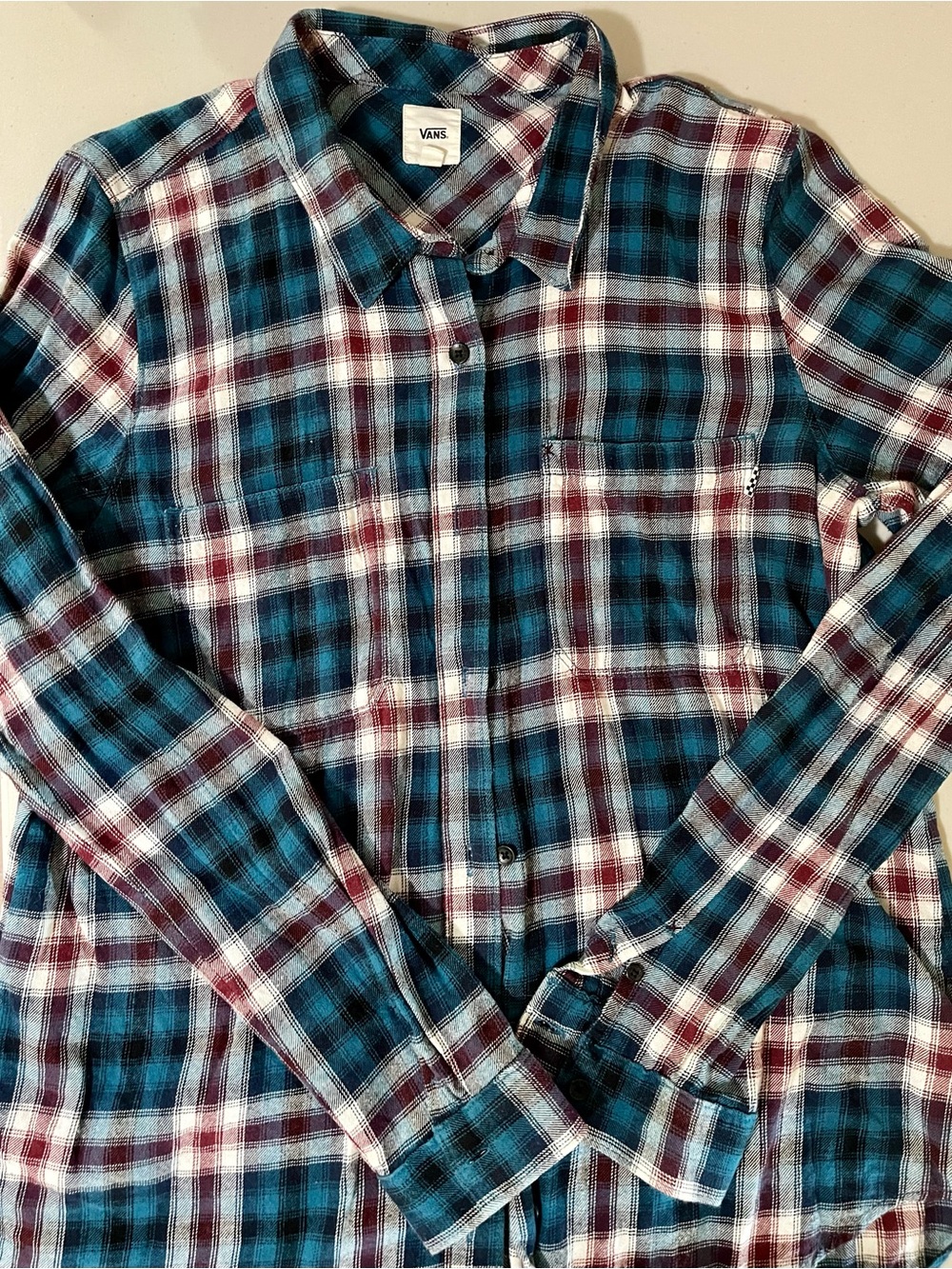 Vans long sleeved flannel plaid button up size XL